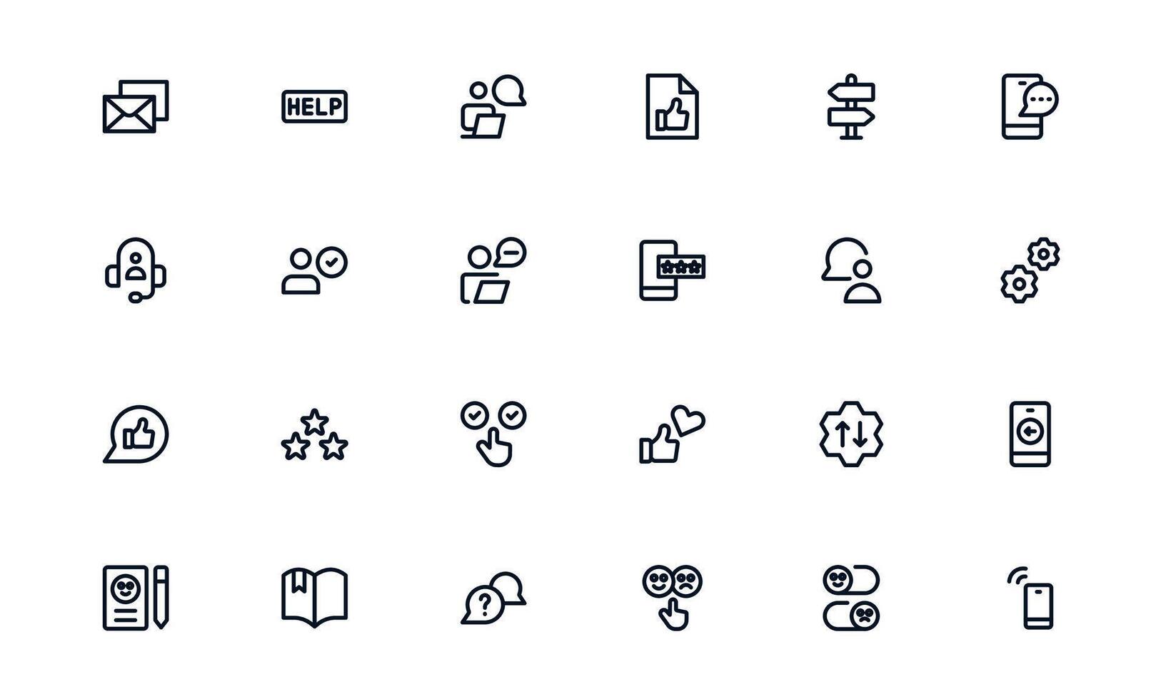 cliente apoyo Servicio icono conjunto representando cliente cuidado, consulta gestión, y Servicio operaciones vector