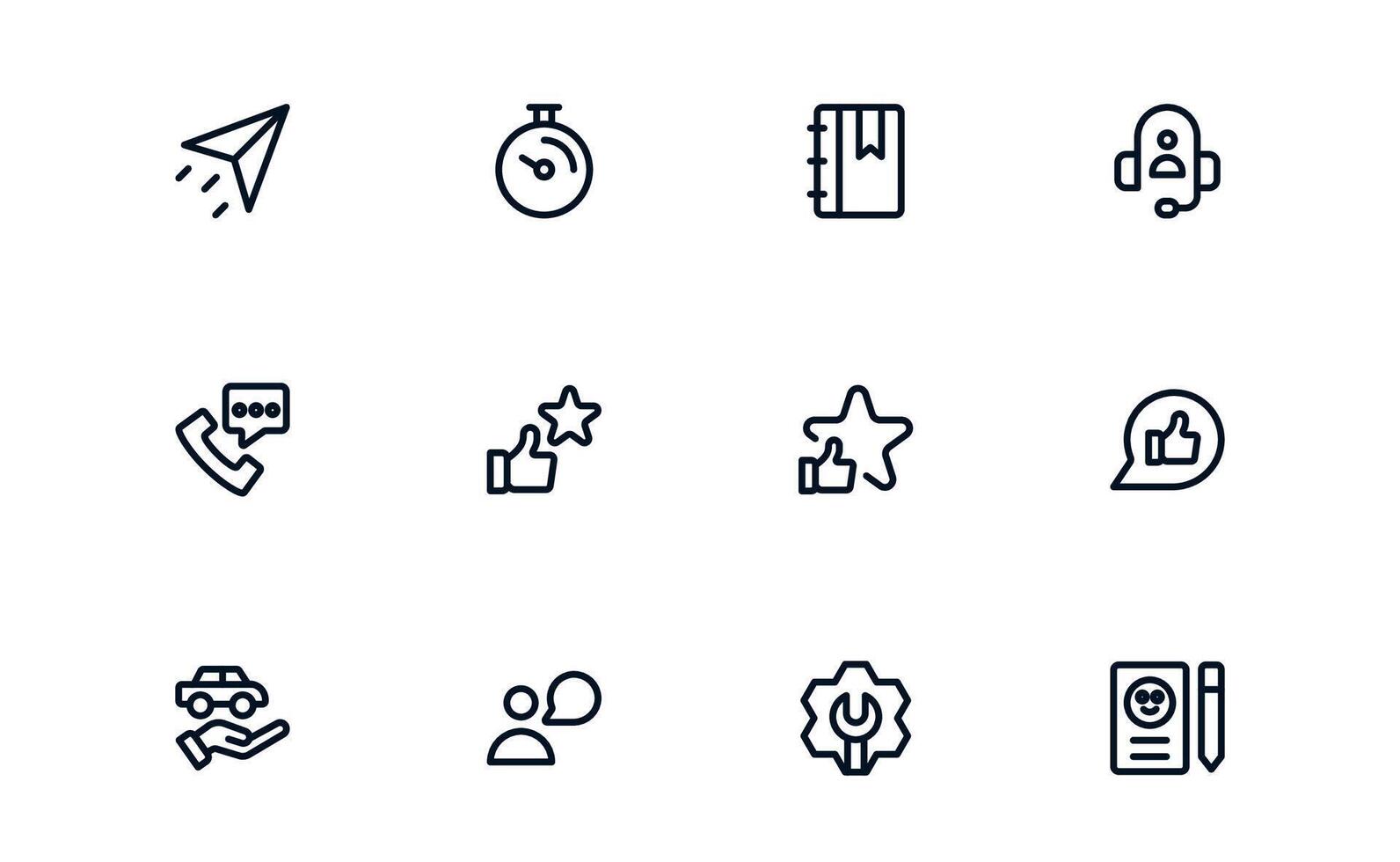 cliente apoyo Servicio icono conjunto demostración correo electrónico manejo, llamada apoyo, y problema resolución herramientas para simplificado operaciones vector