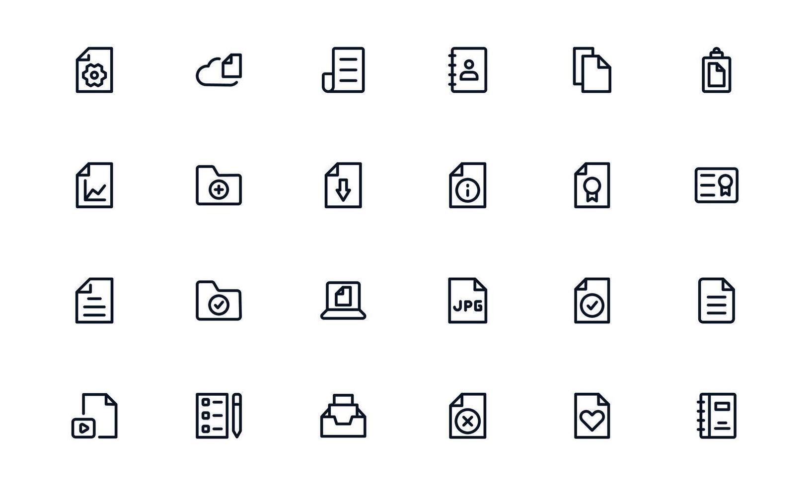 Document Processing and Workflow Management modern clean icons for business productivity and office efficiency vector