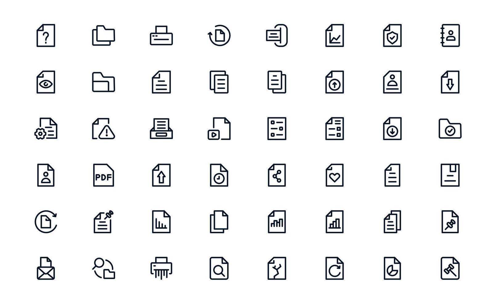 Document Processing and Workflow Management minimal icons for business automation and process optimization vector
