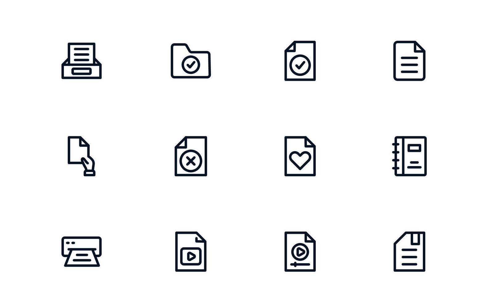 Document Processing and Workflow Management modern flat icon set for office automation and document efficiency vector