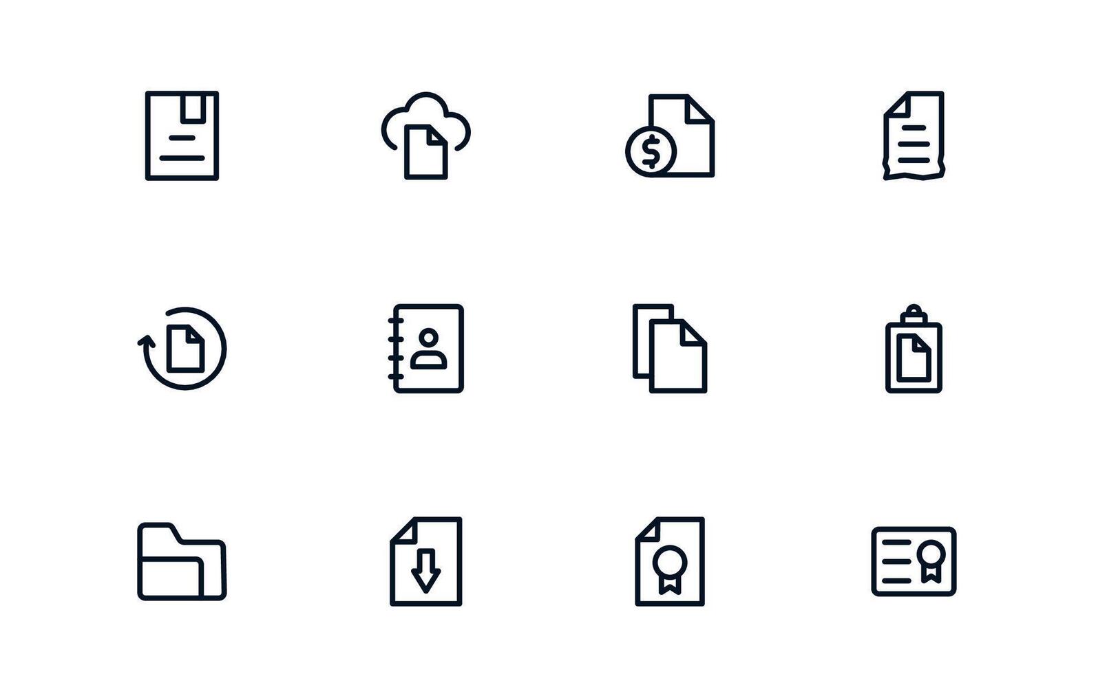 Document Processing and Workflow Management clean icons for streamlined workflow and task management vector