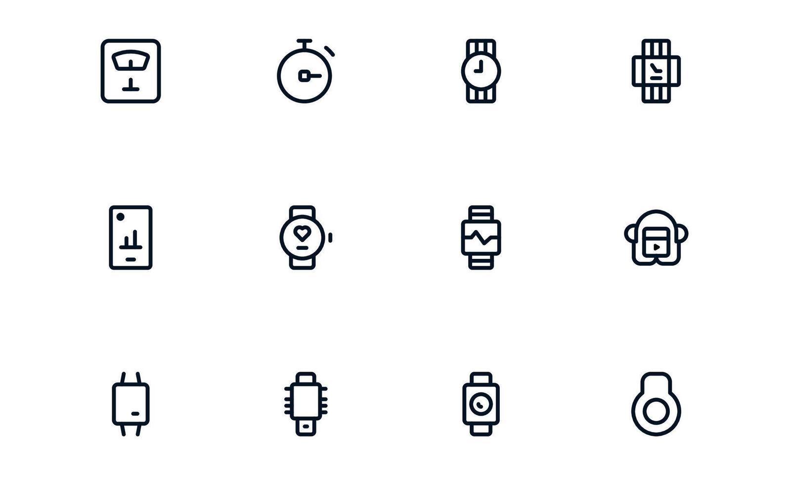 Health Tracker icon set representing running progress, calorie burn, and activity graphs for complete wellness monitoring vector