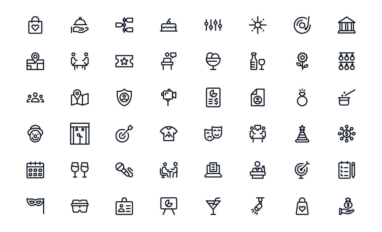 Event Planning icon set illustrating project scheduling, task lists, and milestone tracking for perfectly coordinated events vector