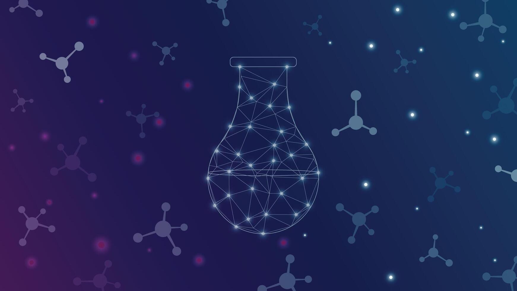 Molecular design background with flask vector