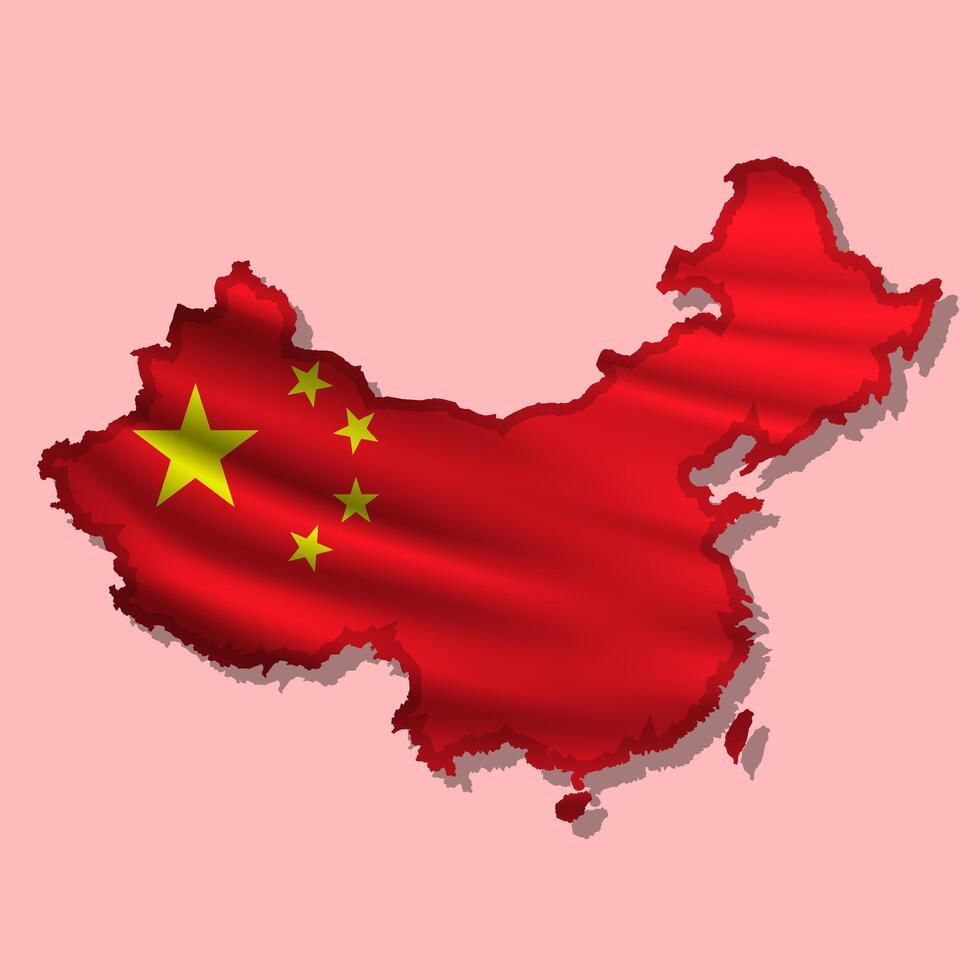 Map of China with national flag vector