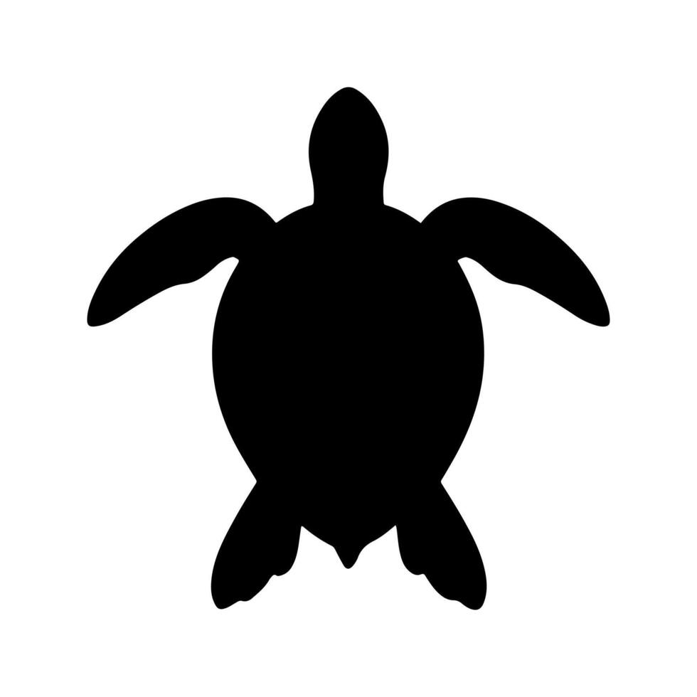 A silhouette of a sea turtle, viewed from above, styled as a black icon with a simple, clean-cut shape, on a white background.eps vector