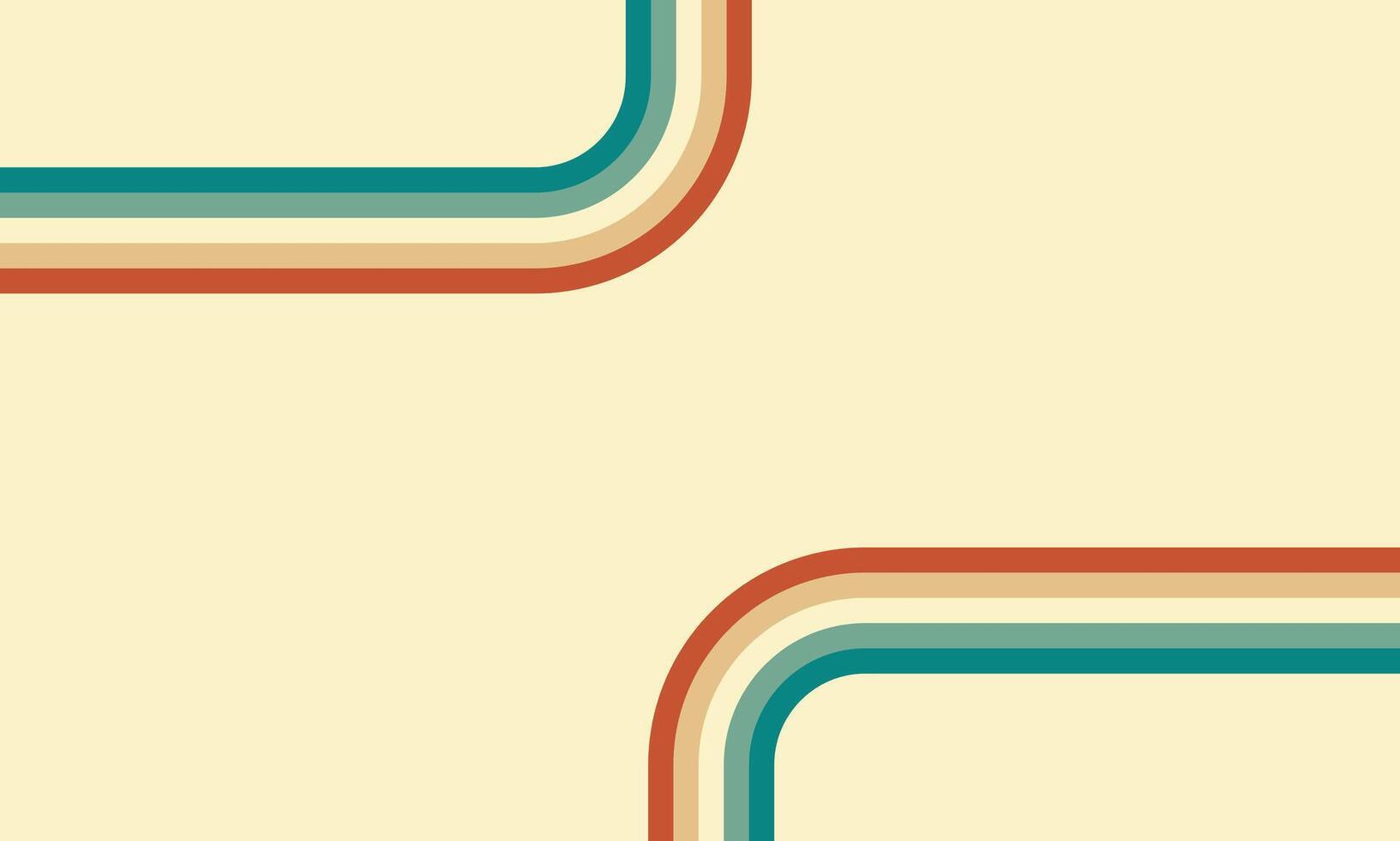 Geometric groovy curved rainbow lines in retro style. Stipes background vector