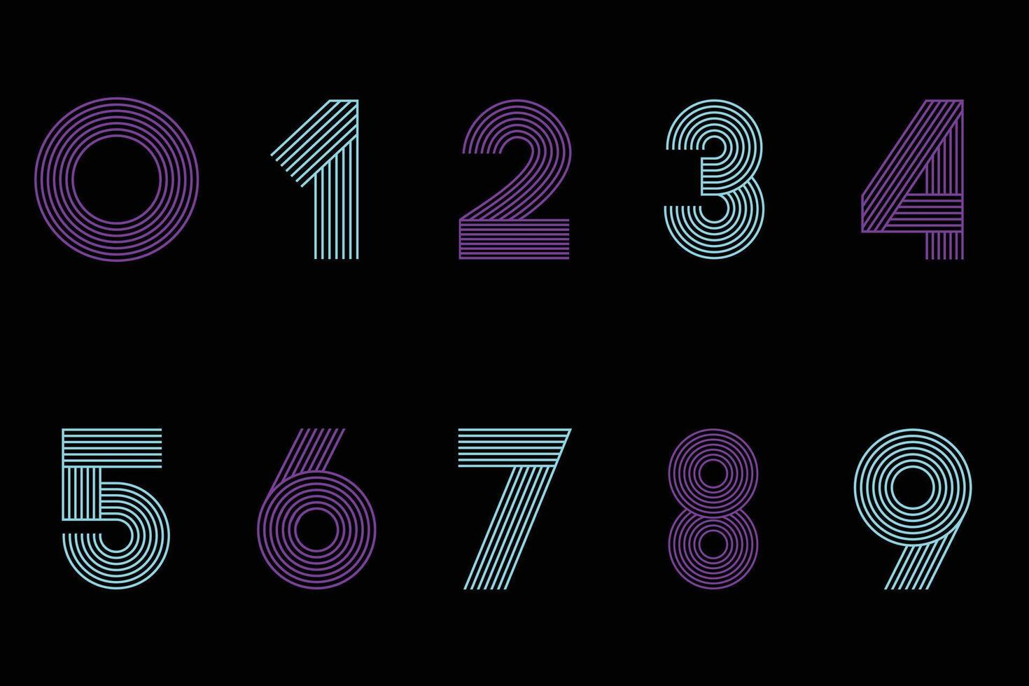 Number Set in Line Style for Count Design Ornament vector