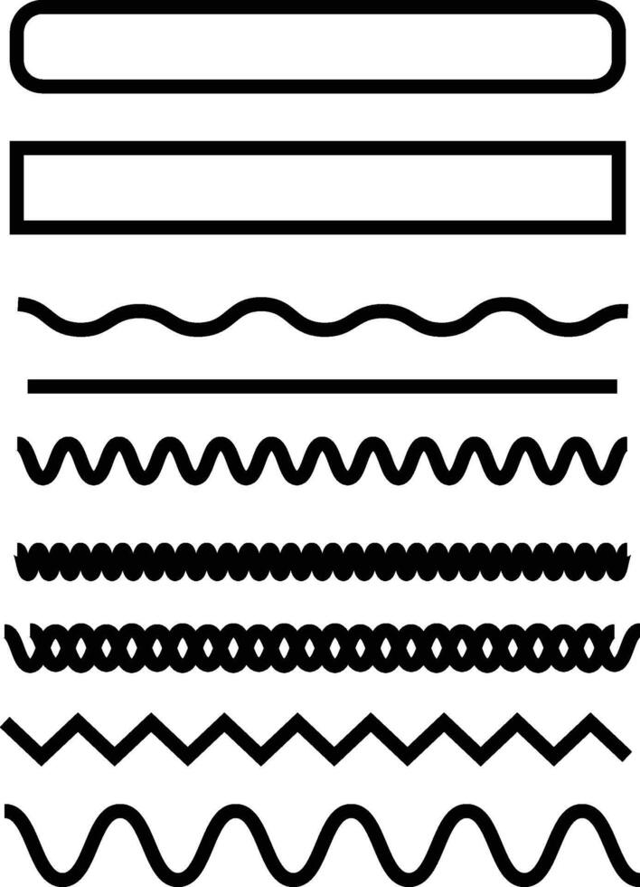 A set of different shapes and lines smooth zigzag lines vector