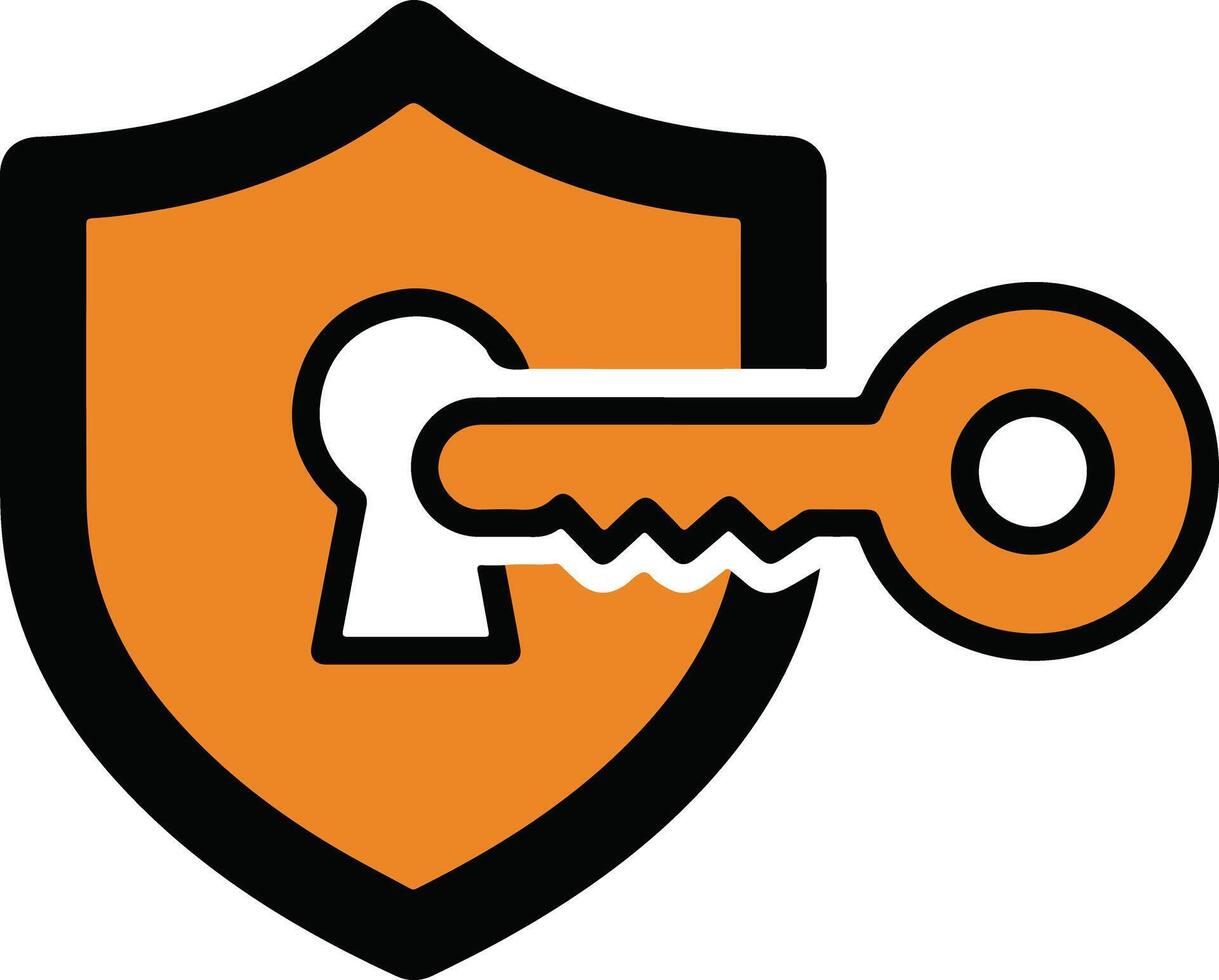 Shield with key, security and access control concept vector