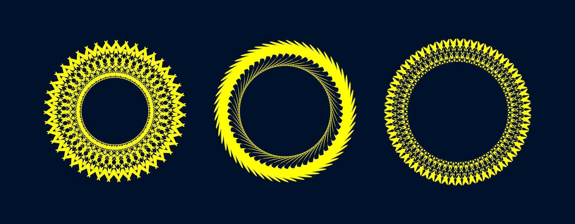 Yellow circular geometric patterns vector