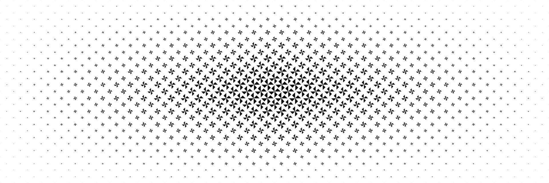 horizontal halftone from center of black propeller design for pattern and background. vector