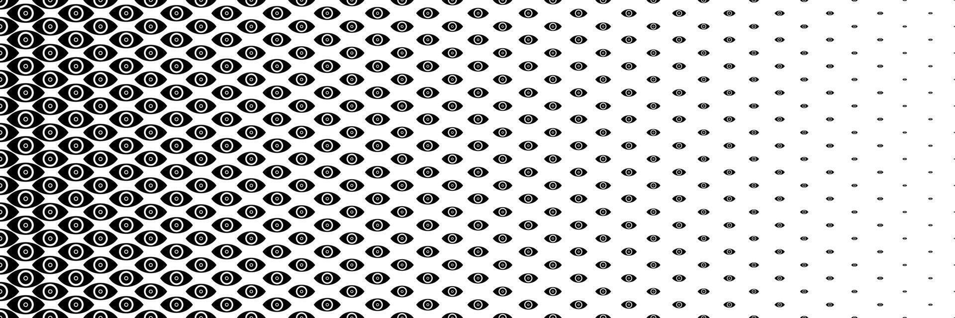 horizontal black halftone of eyes design for pattern and background. vector