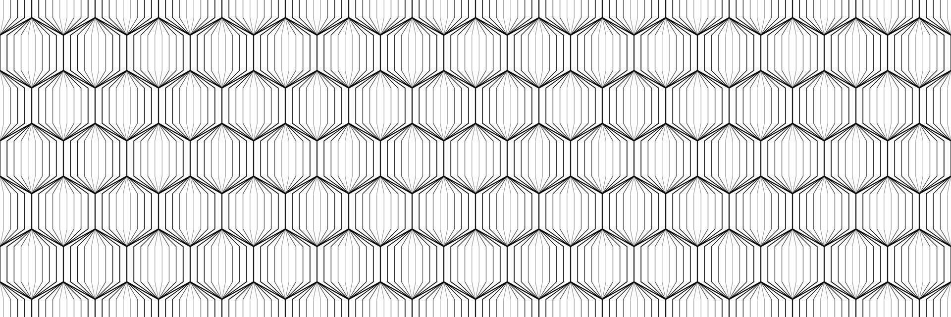 horizontal seamless black line hexagon pattern on white for design and background. vector
