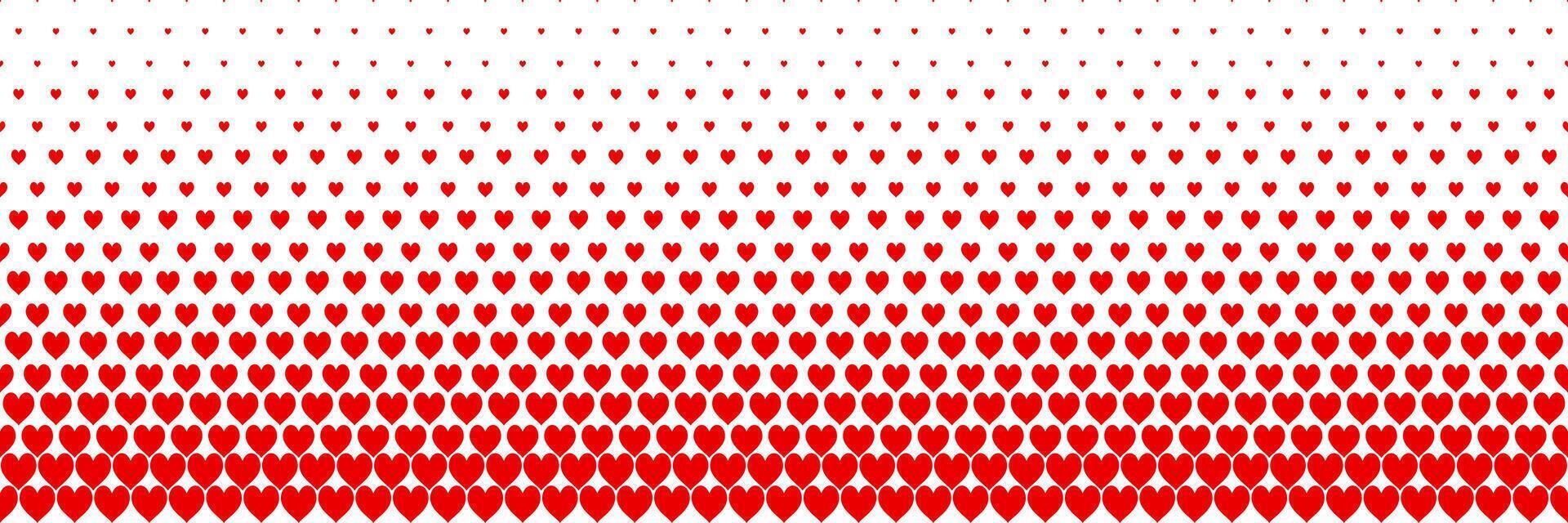 horizontal red halftone of hearts icon of playing card design for pattern and background. vector