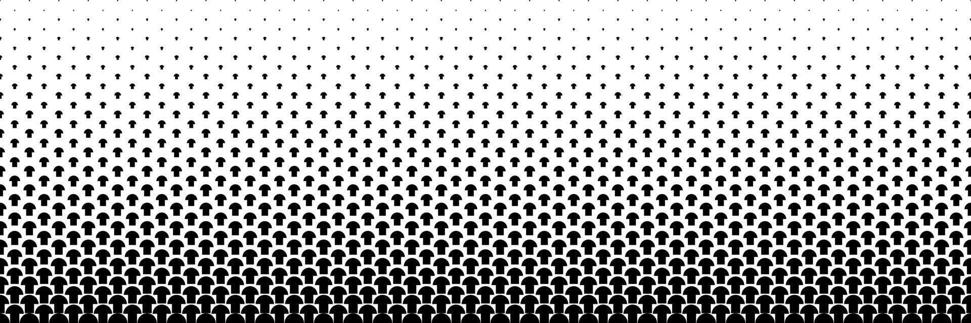 horizontal black halftone of square and semicircle design like mushroom for pattern and background. vector
