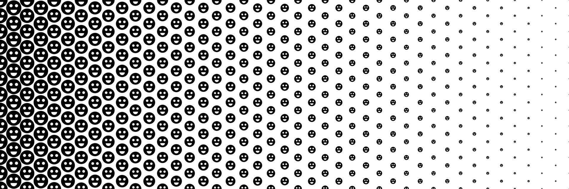 horizontal black halftone of happy and smile face design for pattern and background. vector