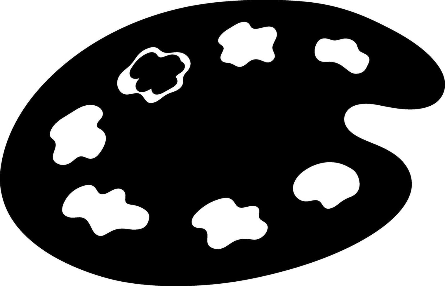 Black and White Artist Palette Silhouette with Paint Blobs vector
