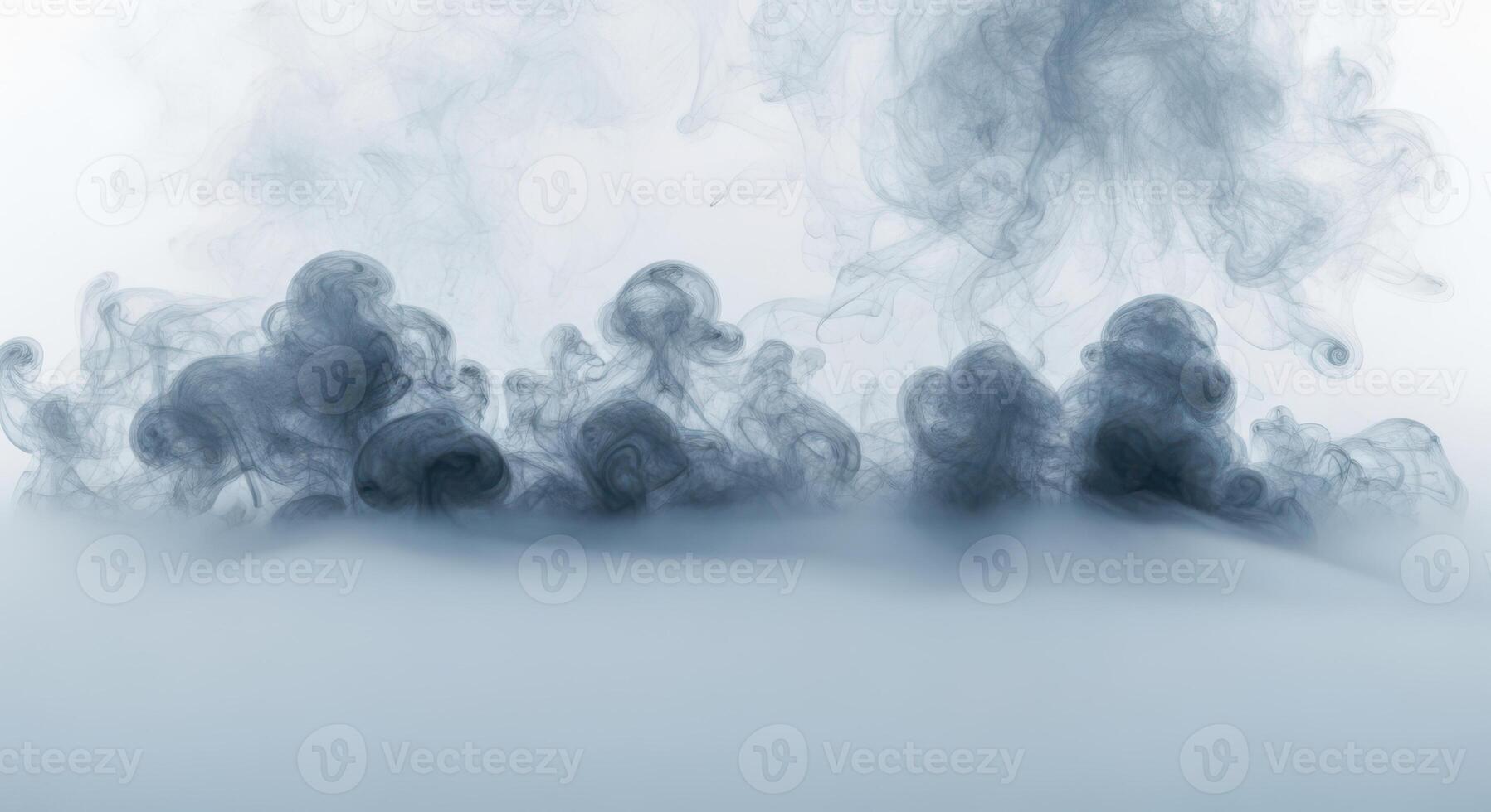 Mysterious smoke cloud with a white background, creating an atmospheric and ethereal effect photo