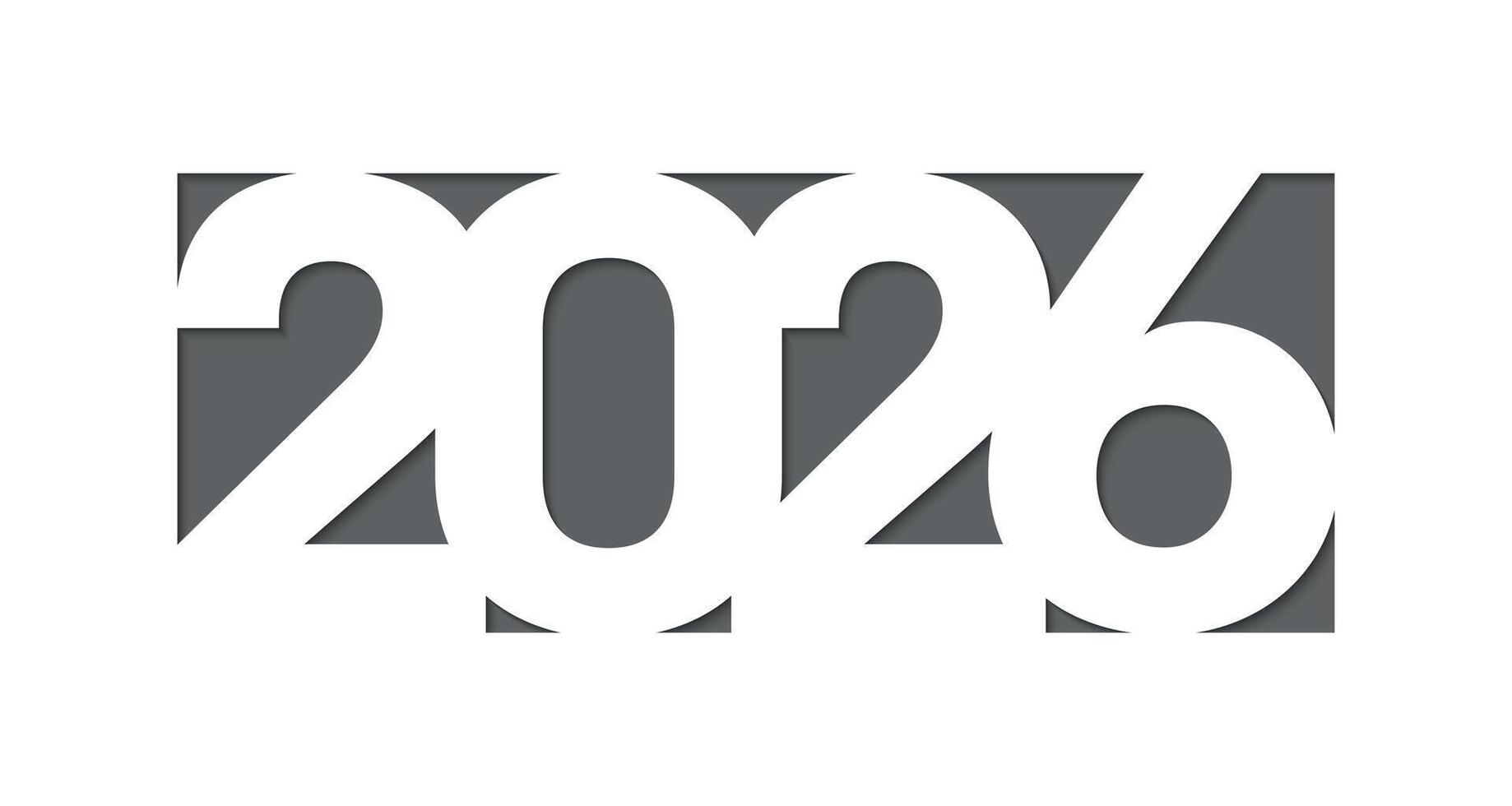 Flat Horizontal 2026 Cutout Design with Subtle Shadow vector