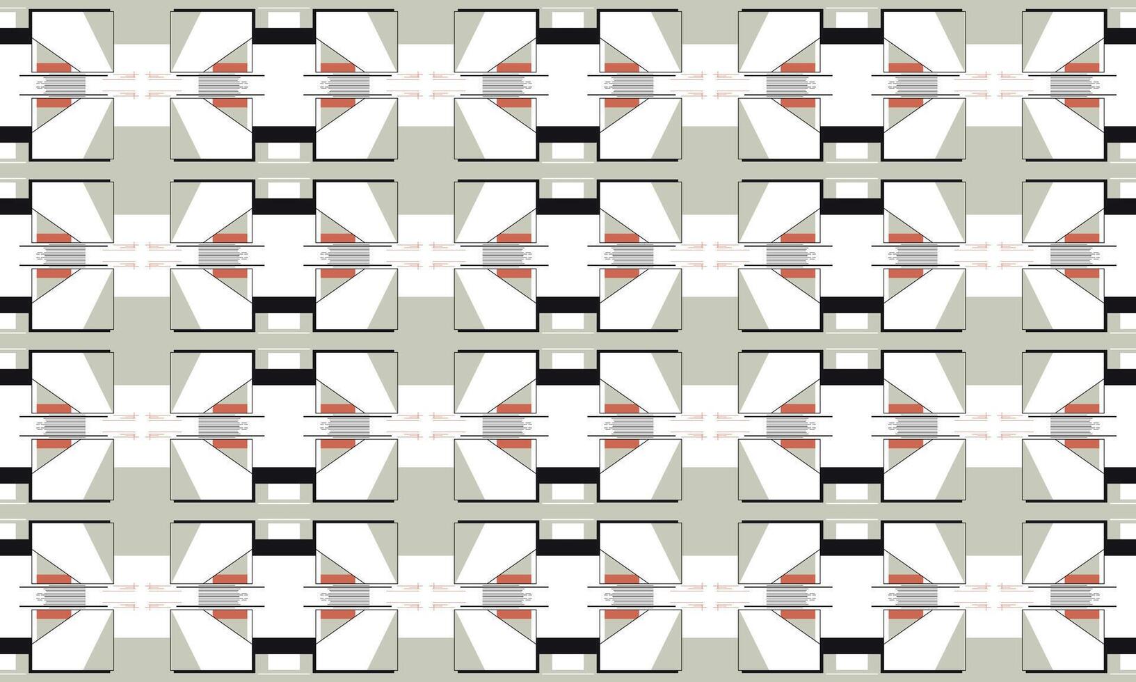 A pattern with many squares and triangles vector