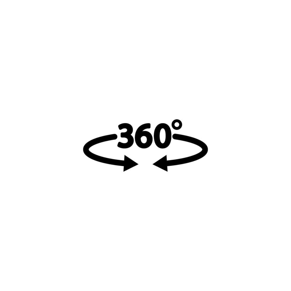 illustration of a 360 degree view icon for VR and panoramic content. Modern icon set for web and app design, featuring a tilted 360 degree rotation symbol vector