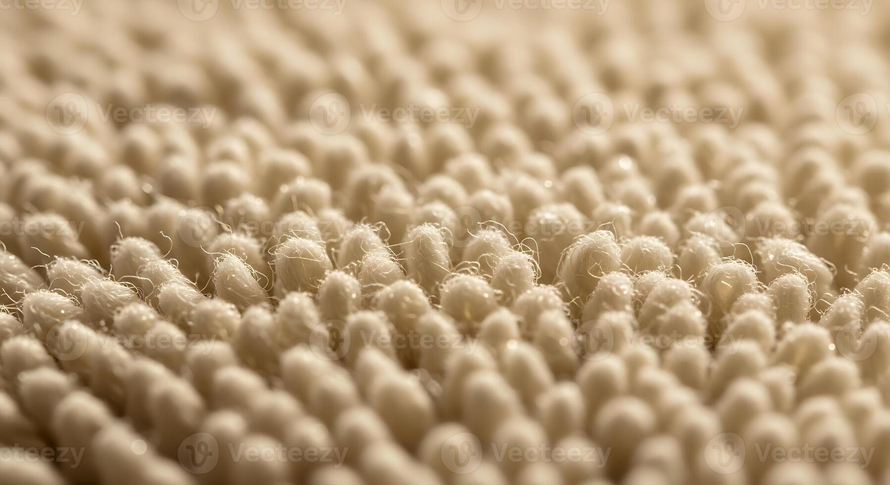 Close up macro view of a textured beige carpet with thousands of soft fuzzy fibers photo
