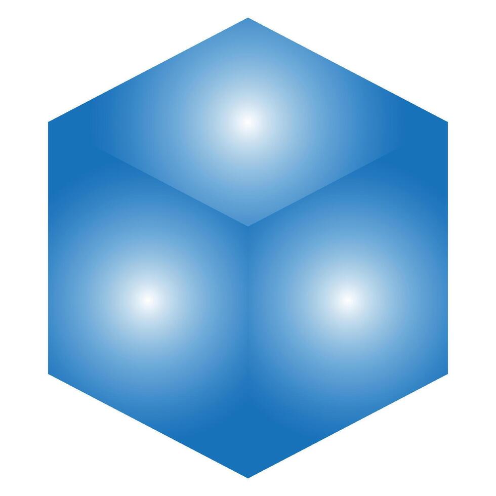 Blue glowing ice cube with prism shape and frosty light vector