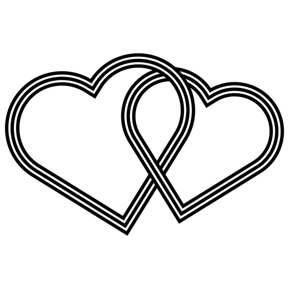 Interlocking Concentric Hearts Minimal Love Unity Symbol Line Design vector
