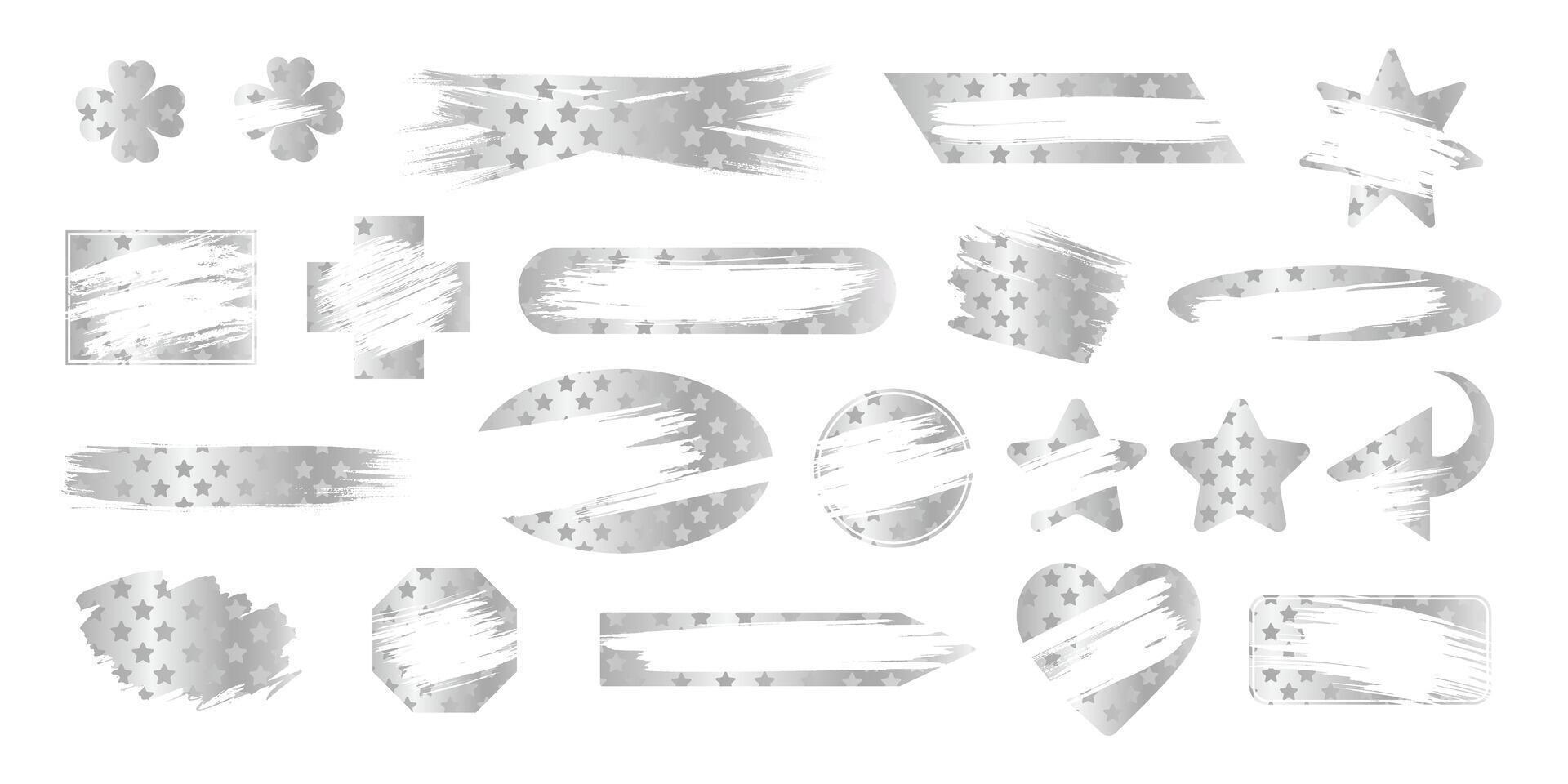 Instant scratch off lottery win card ticket shapes set with scrape texture effect template marks illustration. vector