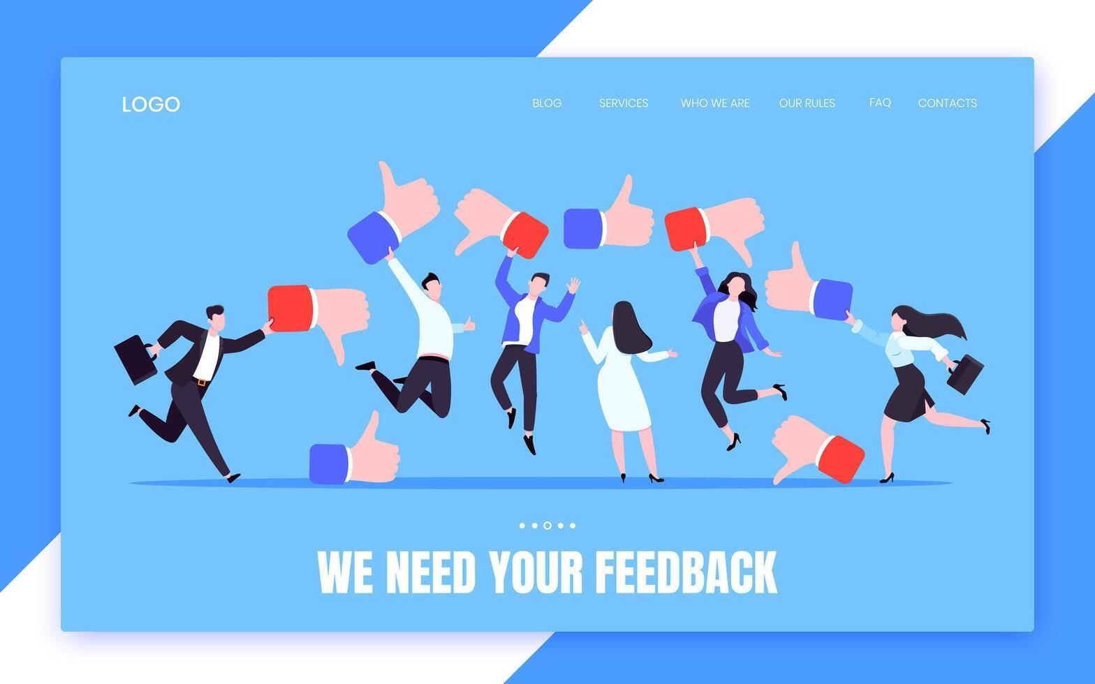 Customer feedbacks, employee or client satisfaction rating review with good or bad symbols. vector