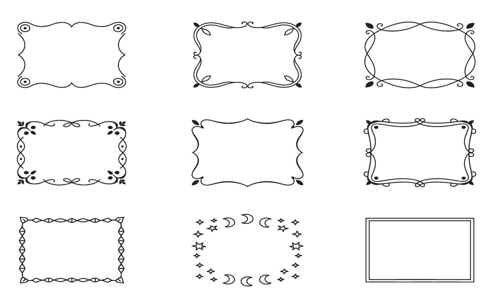 Collection of Decorative Frames in Black and White for Invitations and Graphic Design Projects with Copy Space vector