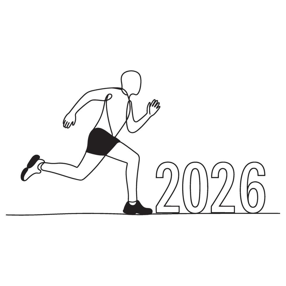 Runner Heading Towards the Year 2026 Illustrating Goals and Aspirations in the Future With a Modern Design Style vector