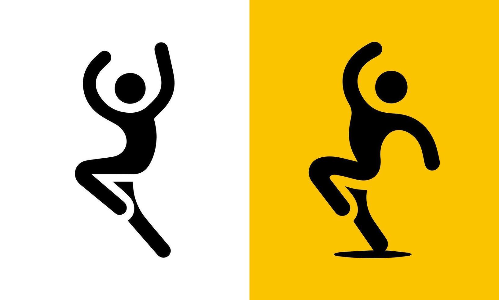 Dynamic silhouette of a dancer in motion against a split white and yellow background vector