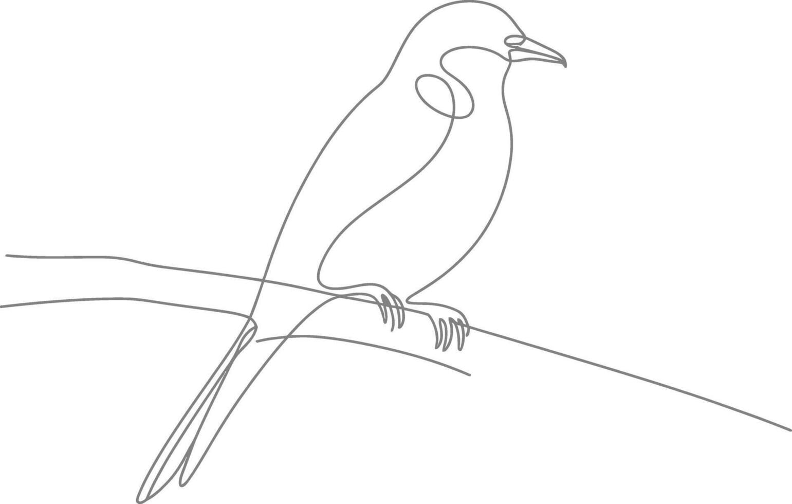 Elegant single line drawing of a bird perched on a thin branch against a white background vector