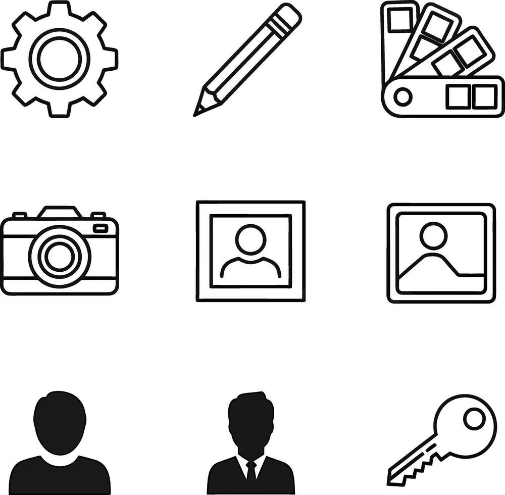 Essential Digital Creation Tools and User Icons Collection vector