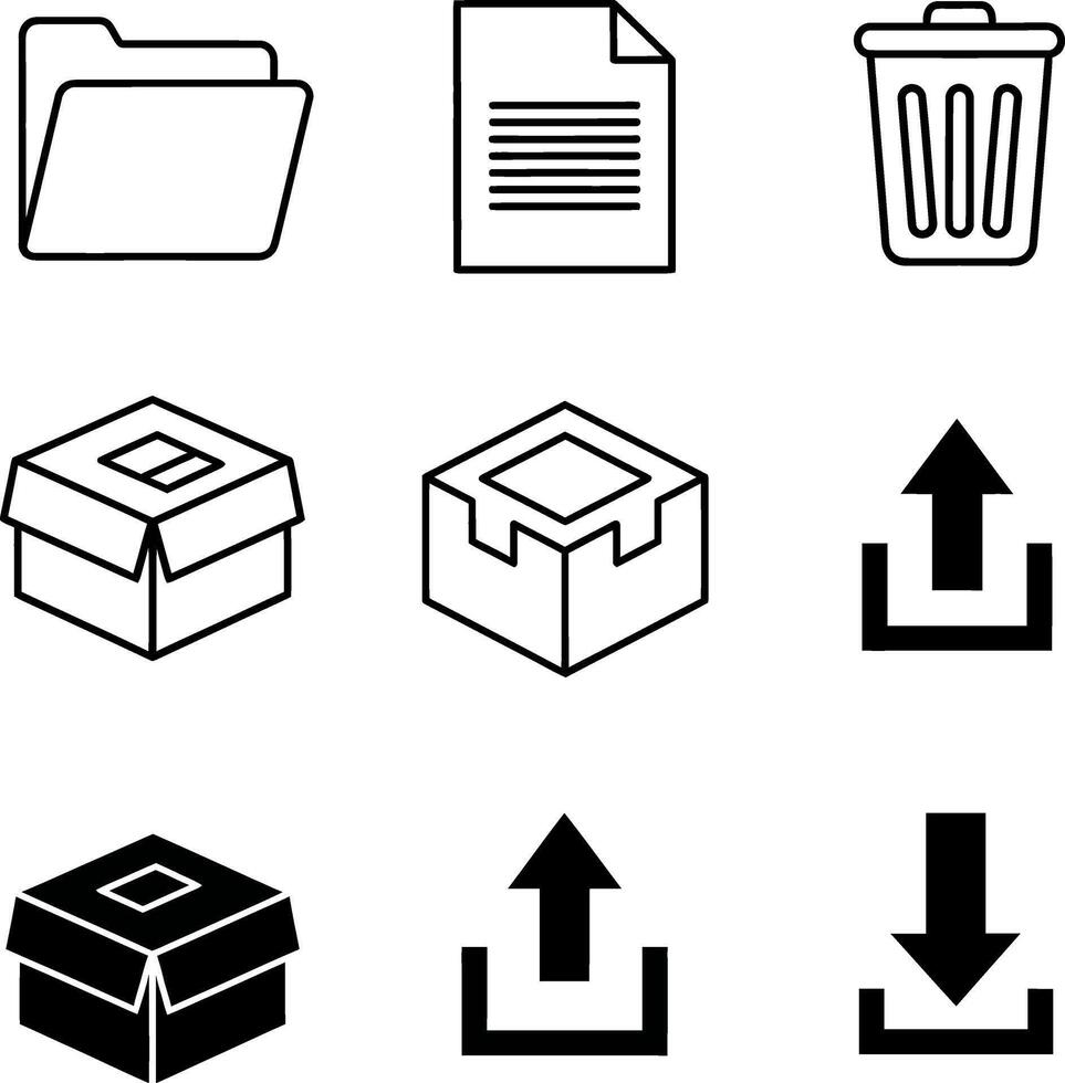 Digital Interface Icons Collection for Organization and Data Transfer vector