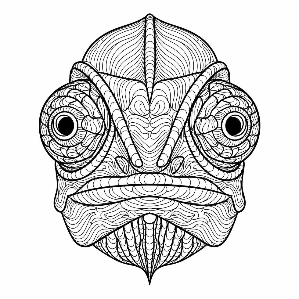 Intricate Chameleon Portrait with Psychedelic Patterns vector