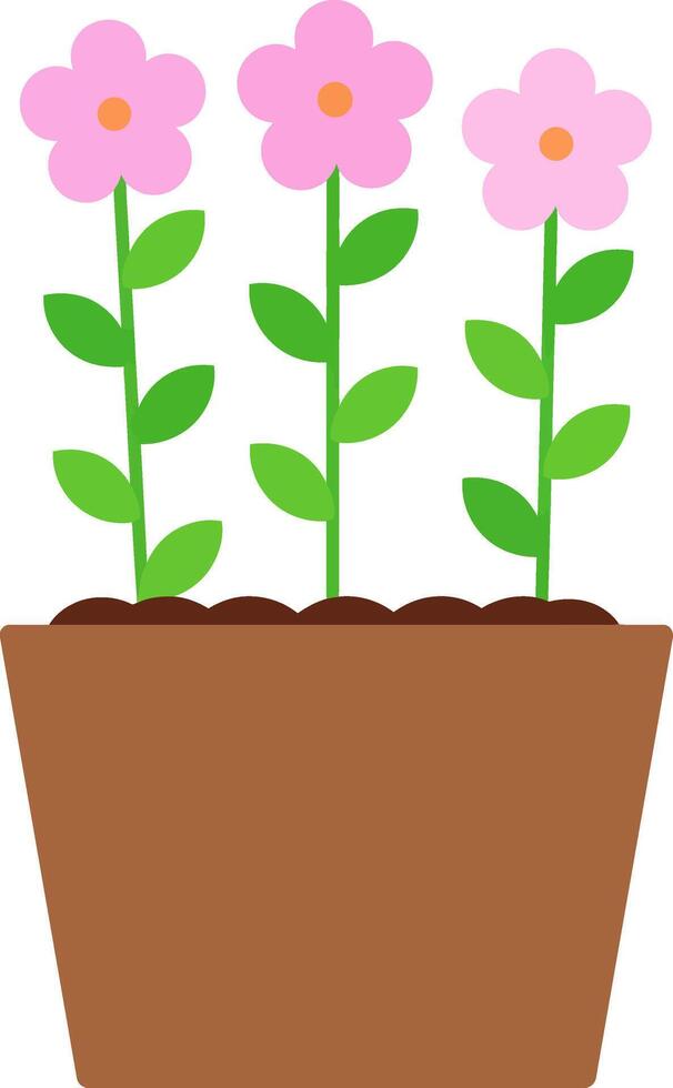 Spring Blooms in a Simple Pot vector