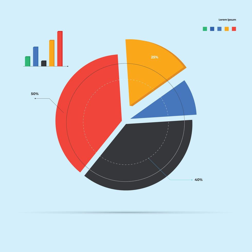 pie chart for reports and presentations ui, web. simulated pie chart of a businessman who wants to share profits business presentation company vector