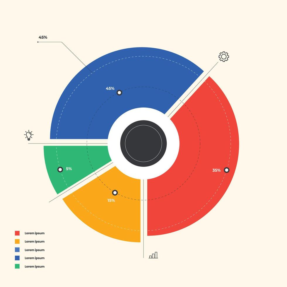 tarta gráfico para informes y presentaciones ui, web. simulado tarta gráfico de un empresario quien quiere a compartir ganancias negocio presentación creativo vector