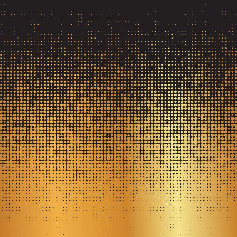 Abstract gold glowing halftone dotted background. Gold glitter patterns in circle form. Circle halftone dots. vector