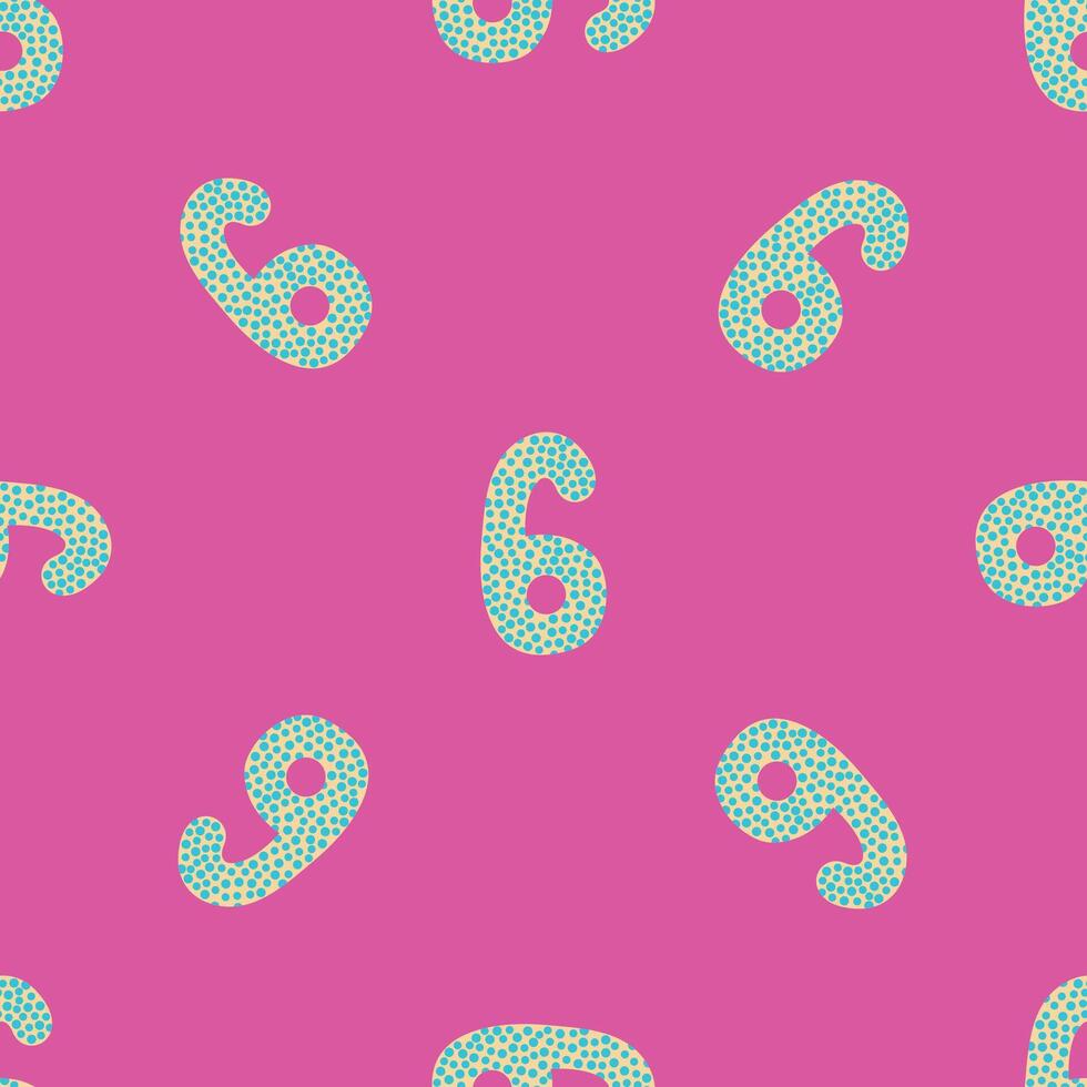 Seamless Pattern of Numbers Six and Nine. Endless textures for your design vector