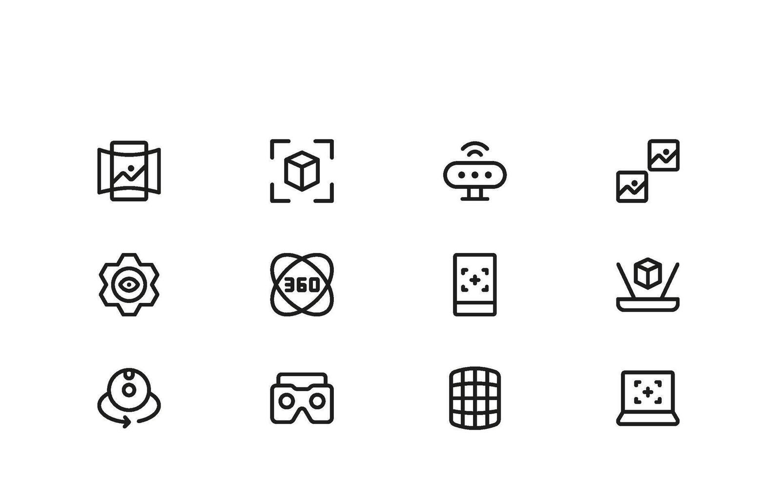 Hologram and Extended Reality Line Icons Designed for High Tech Innovations, Digital Platforms, and Immersive Experience Projects vector