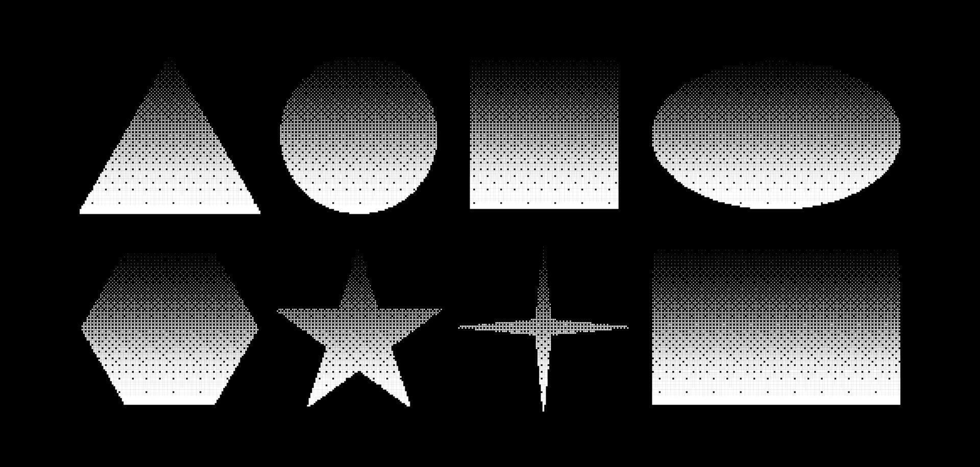 Bitmap dither geometric shapes. Pixel blur basic geometric shapes vector