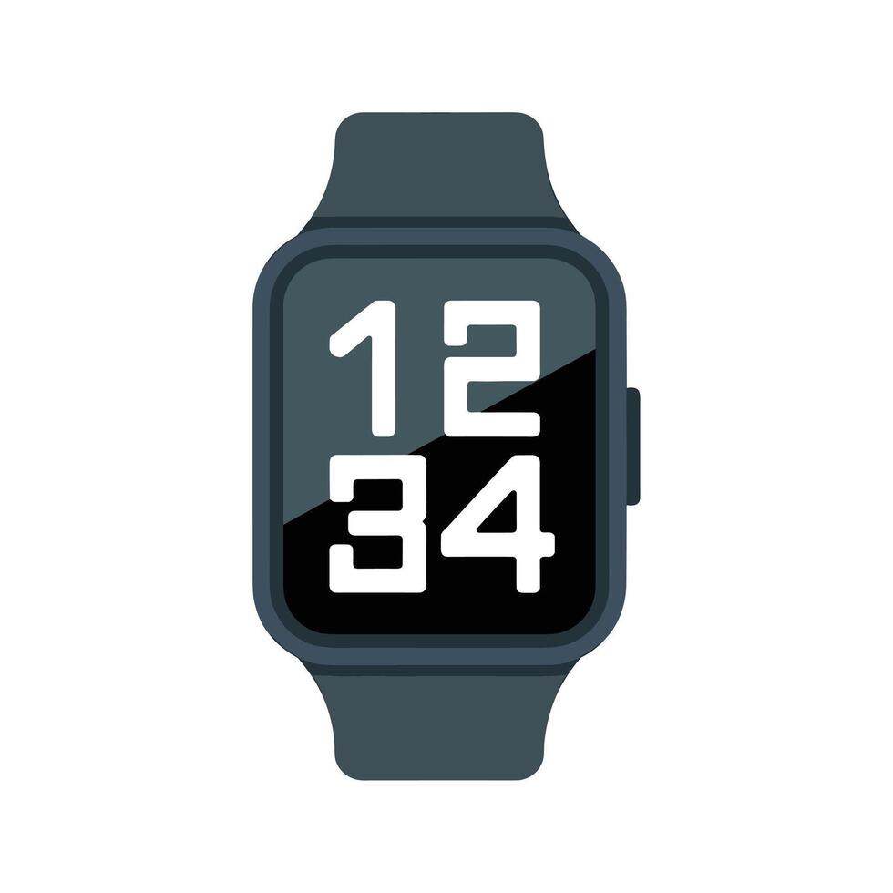 Flat Art of a Smartwatch with LED Time Display vector