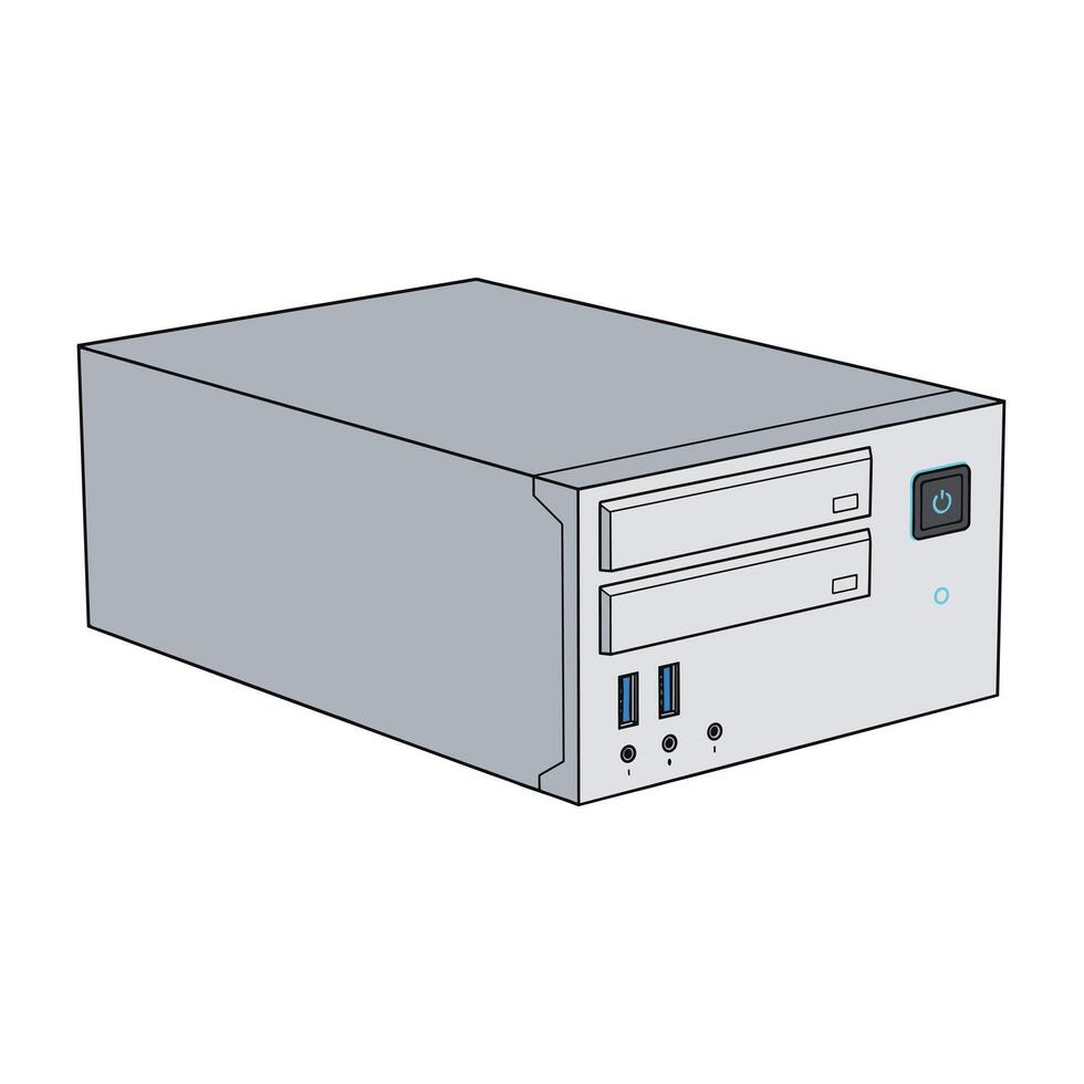 Flat Art of a Sleek Desktop Computer Tower vector
