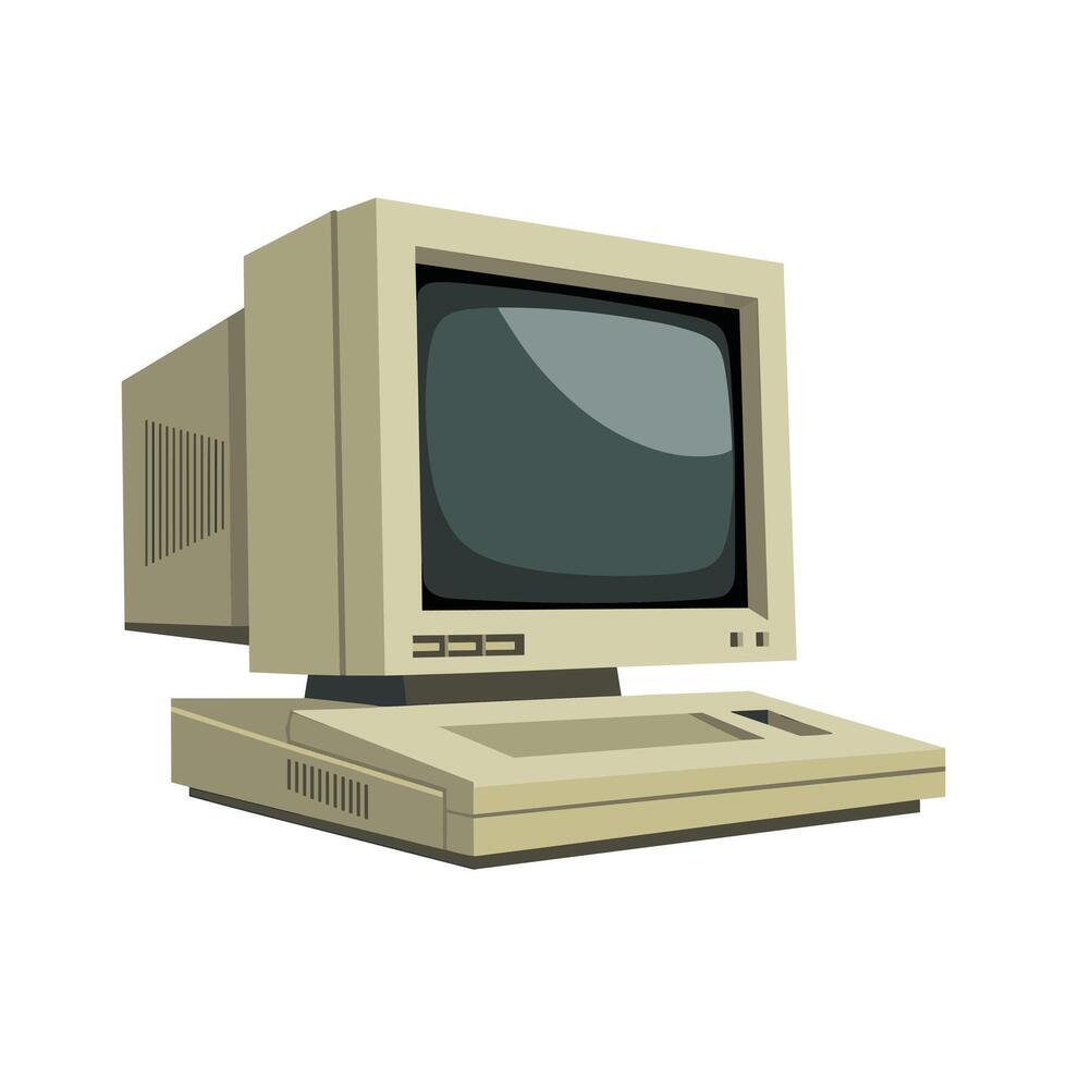 minimalista plano diseño de un retro computadora escritorio vector