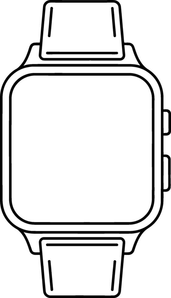 Illustration of a smart wearable device, featuring a square screen, watch band, and buttons, ideal for outlining concepts related to technology, health, and communication vector